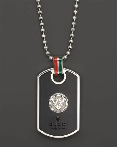 gucci dog tag necklace enamel crest|Gucci dog tags for sale.